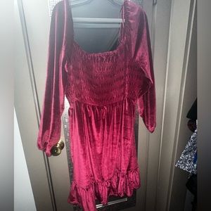 Lauren Conrad 2x maroon velvet dress on or off shoulder option